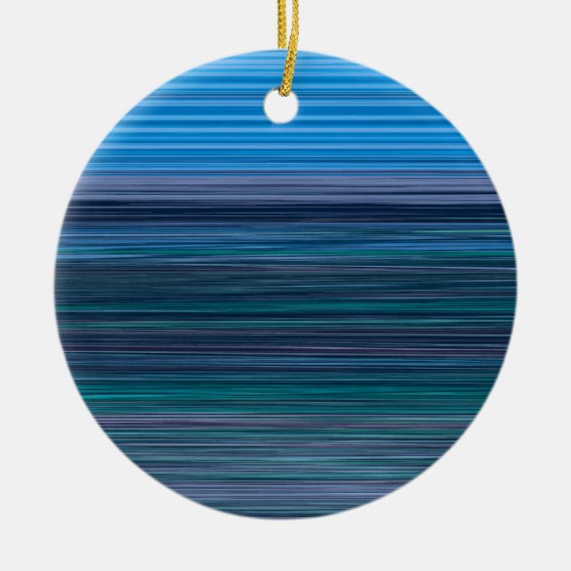 Abstrakte blaue Streifen Keramik Ornament (Vorne)