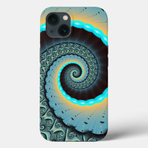 Abstrakte blaue Türkis orange Fraktal-Kunst-Spiral Case-Mate iPhone Hülle