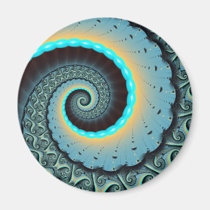 Abstrakte blaue Türkis orange Fraktal-Kunst-Spiral Magnet