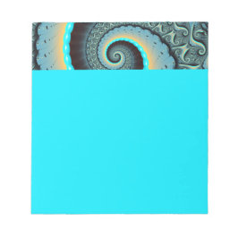 Abstrakte blaue Türkis orange Fraktal-Kunst-Spiral Notizblock