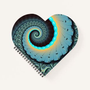 Abstrakte blaue Türkis orange Fraktal-Kunst-Spiral Notizbuch