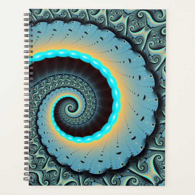 Abstrakte blaue Türkis orange Fraktal Kunst Spiral Planer (Vorderseite)