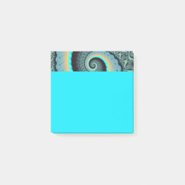Abstrakte blaue Türkis orange Fraktal-Kunst-Spiral Post-it Klebezettel