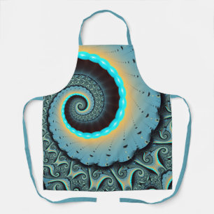Abstrakte blaue Türkis orange Fraktal Kunst Spiral Schürze