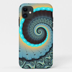 Abstrakte blaue Türkis orangefarbene Fraktal-Kunst Case-Mate iPhone Hülle