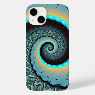 Abstrakte blaue Türkis orangefarbene Fraktal-Kunst Case-Mate iPhone 14 Hülle