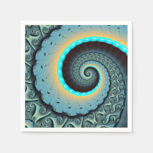 Abstrakte blaue Türkis orangefarbene Fraktal-Kunst Serviette