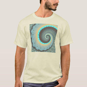 Abstrakte blaue Türkis orangefarbene Fraktal-Kunst T-Shirt