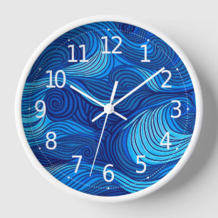 Abstrakte blaue türkisene Ozeanwellen   Uhr