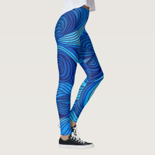Abstrakte blaue türkisfarbene Ozeanwellen Leggings