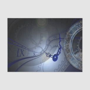 Abstrakte blaue Uhr Seidenpapier