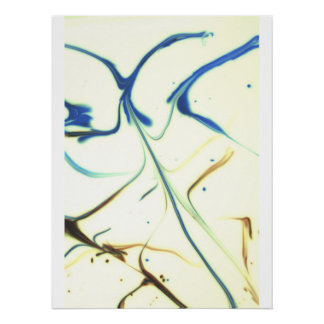 Abstrakte blaue und goldene Fluidkunst – Elegante Poster