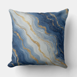 Abstrakte blaue und goldene Marmortextur Kissen