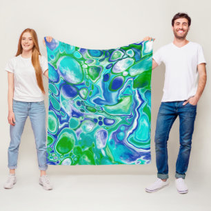 Abstrakte blaue und grüne Marmorflüssigkeit Fleecedecke