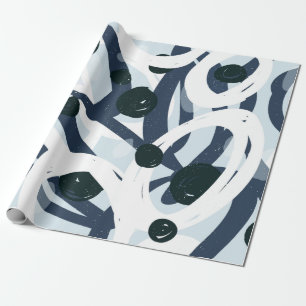 Abstrakte blaue und marineblaue Pinselstrich-Maler Geschenkpapier