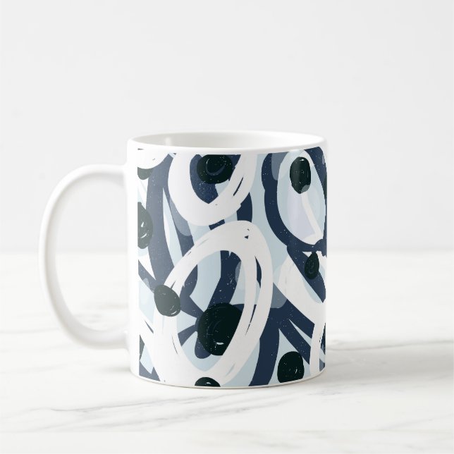 Abstrakte blaue und marinebürste Pinselstriche Kaffeetasse (Links)