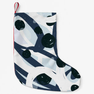 Abstrakte blaue und marinebürste Pinselstriche Kleiner Weihnachtsstrumpf