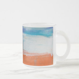 Abstrakte Blaue und Orange Moderne Kunst Mattglastasse
