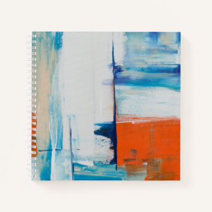 Abstrakte Blaue und Orange Moderne Kunst Notizbuch