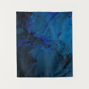 Abstrakte blaue und schwarze Malerei Wandteppich