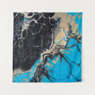 Abstrakte blaue und schwarze Malerei Wandteppich