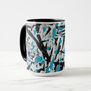 Abstrakte blaue und schwarze Pinselstriche Tasse
