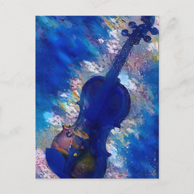Abstrakte blaue Violine - Digitale Kunst Postkarte (Vorderseite)