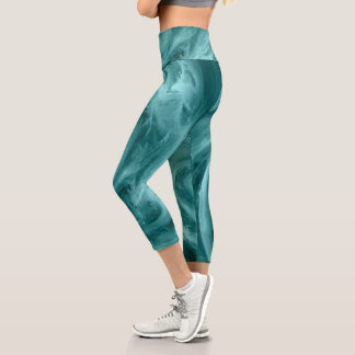 Abstrakte blaue Wasserwirbel-Malerei Capri Leggings
