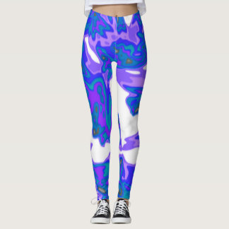 Abstrakte blaue, weiße, lila Leggings