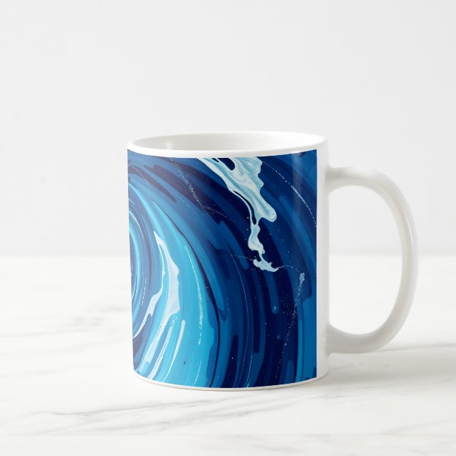Abstrakte blaue Wellen Kaffeetasse (Rechts)