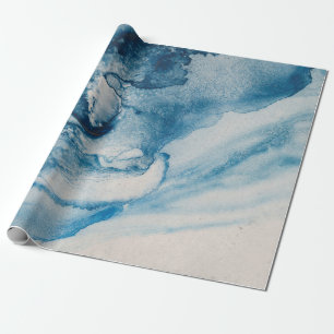Abstrakte Blaue Wellen oder Wolken auf Creme Geschenkpapier
