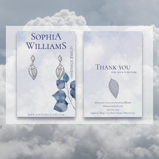 Abstrakte blaue Wolken Ohrring-Schmuckkarte (Von Creator hochgeladen)