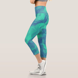 Abstrakte blaugrüne Diffusion Capri-Leggings Capri Leggings