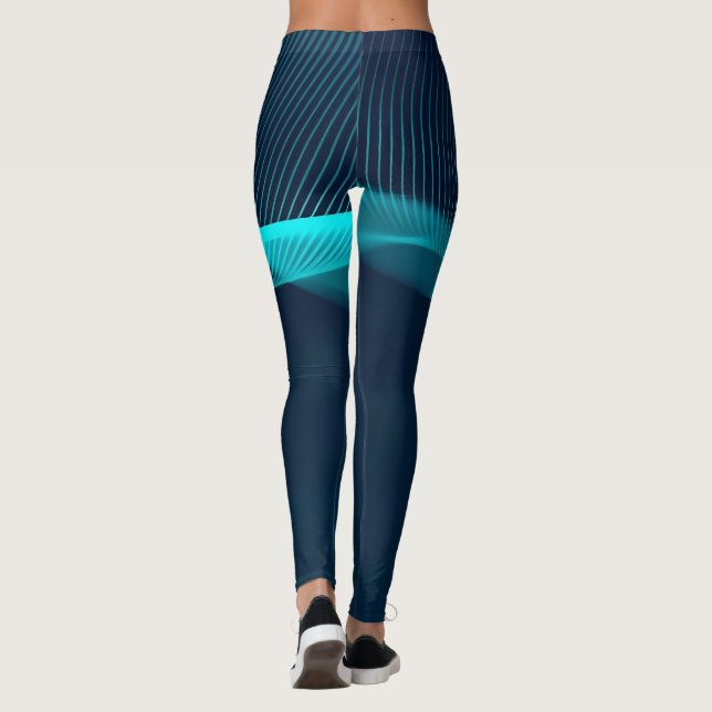 Abstrakte blaugrüne Strömungsdynamik Leggings (Rückseite)