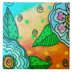 Abstrakte Blautönen Fliese