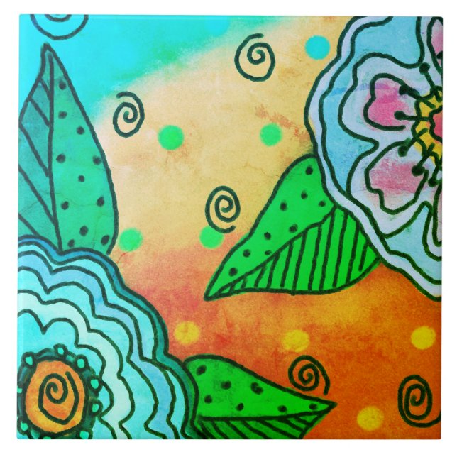 Abstrakte Blautönen Fliese (Vorderseite)