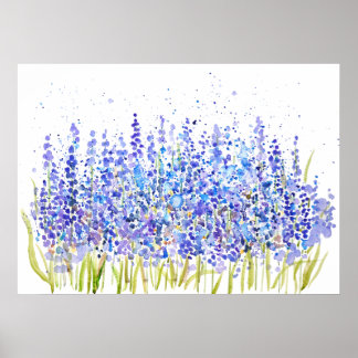 abstrakte Blauweine-Hyazinthe-Aquarell 2023 Poster