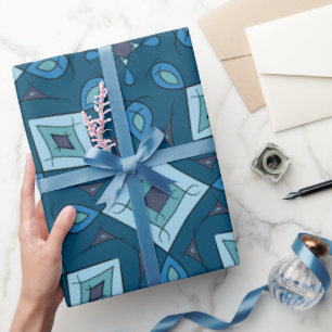 Abstrakte Blöcke, Diamanten, blaugrüne Farben, Geschenkpapier
