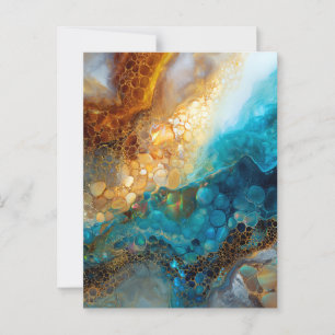 Abstrakte Blue and Gold Fluid Art Postkarte
