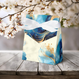 Abstrakte Blue & Gold Watercolor Hochzeit Geschenkschachtel