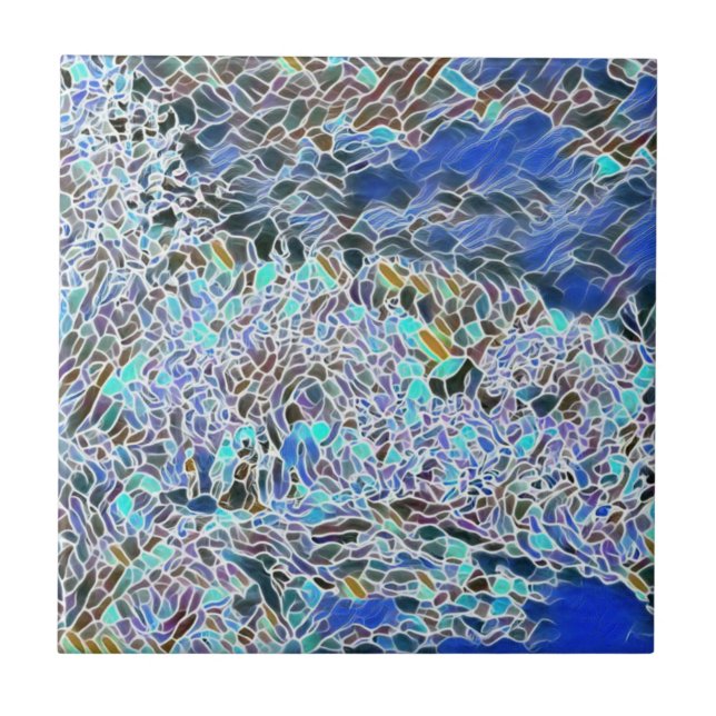 Abstrakte Blues-Lavendel Fliese (Vorderseite)