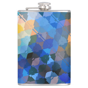 Abstrakte Blues Lila und goldene Dreiecke Flachmann