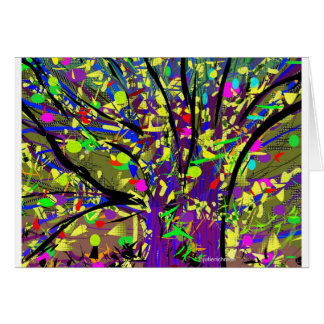 Abstrakte blühende Confetti-Baum-Karte