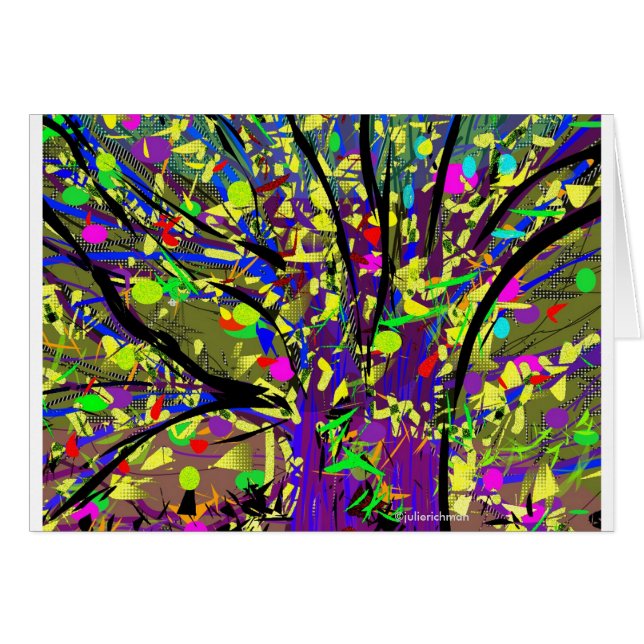 Abstrakte blühende Confetti-Baum-Karte (Vorderseite (Horizontal))