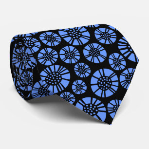 Abstrakte Blume 031023 - Baby Blue on Black Krawatte
