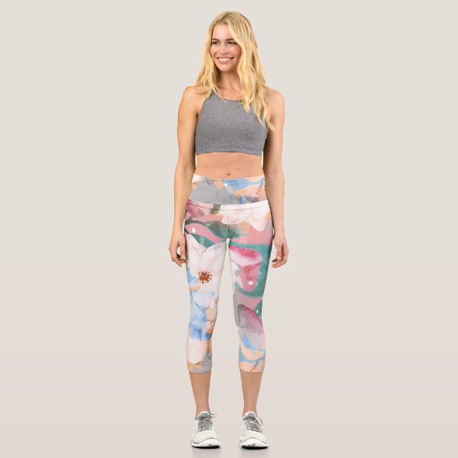 ABSTRAKTE BLUME 1 CAPRI LEGGINGS (Vorderseite)