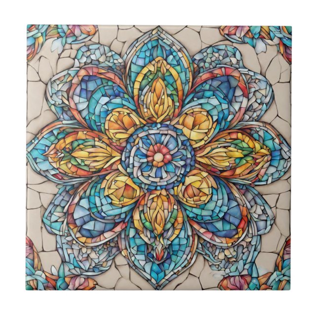 Abstrakte Blume aus Hartglas Fliese (Vorderseite)