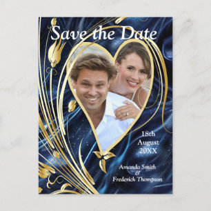 Abstrakte Blume aus Simmery Blue Silk Ankündigungspostkarte