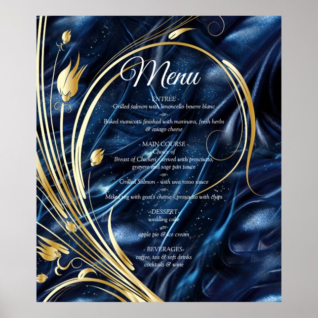 Abstrakte Blume aus Simmery Blue Silk Poster (Vorne)
