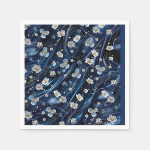 Abstrakte Blume aus Simmery Blue Silk Serviette